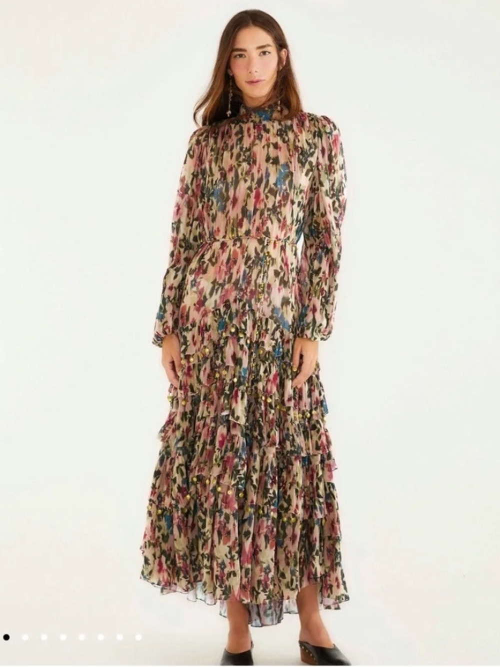 FARM Rio Multicolor Floral Tiered Maxi Dress